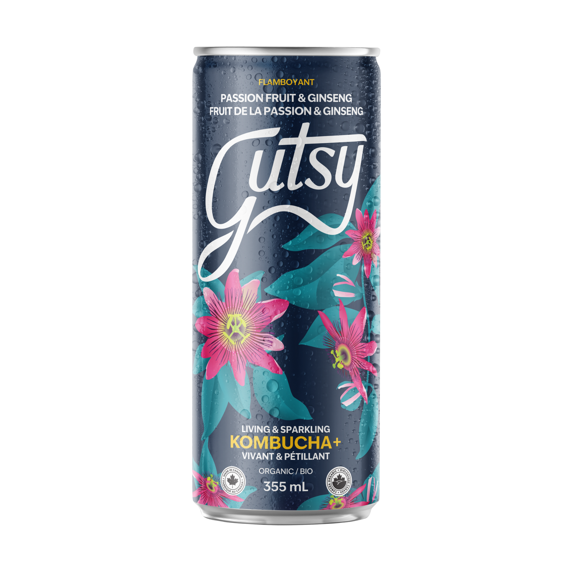 KOMBUCHA+ | FRUIT DE LA PASSION & GINSENG| CAISSE DE 8 x 355ml