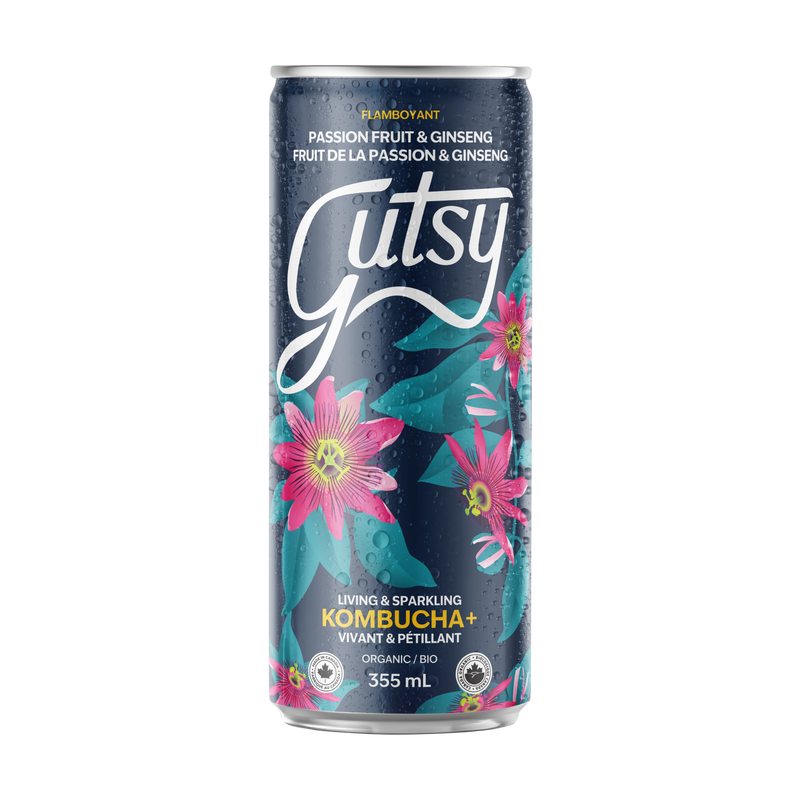 KOMBUCHA+ | FRUIT DE LA PASSION & GINSENG| CAISSE DE 8 x 355ml