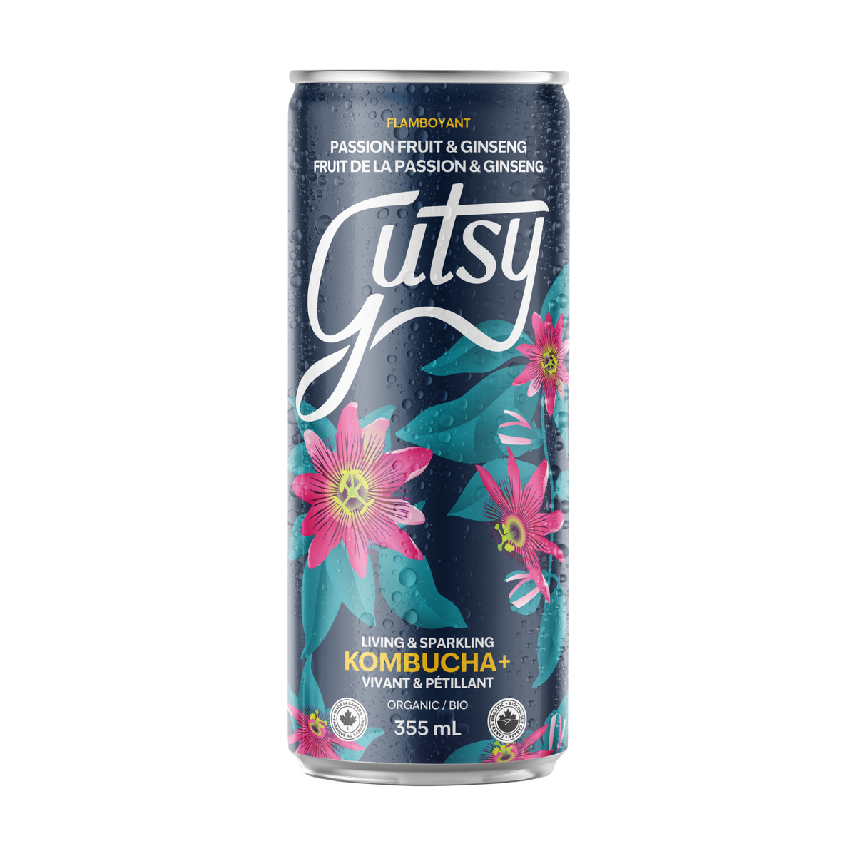 KOMBUCHA+ | FRUIT DE LA PASSION &amp; GINSENG| CAISSE DE 8 x 355ml